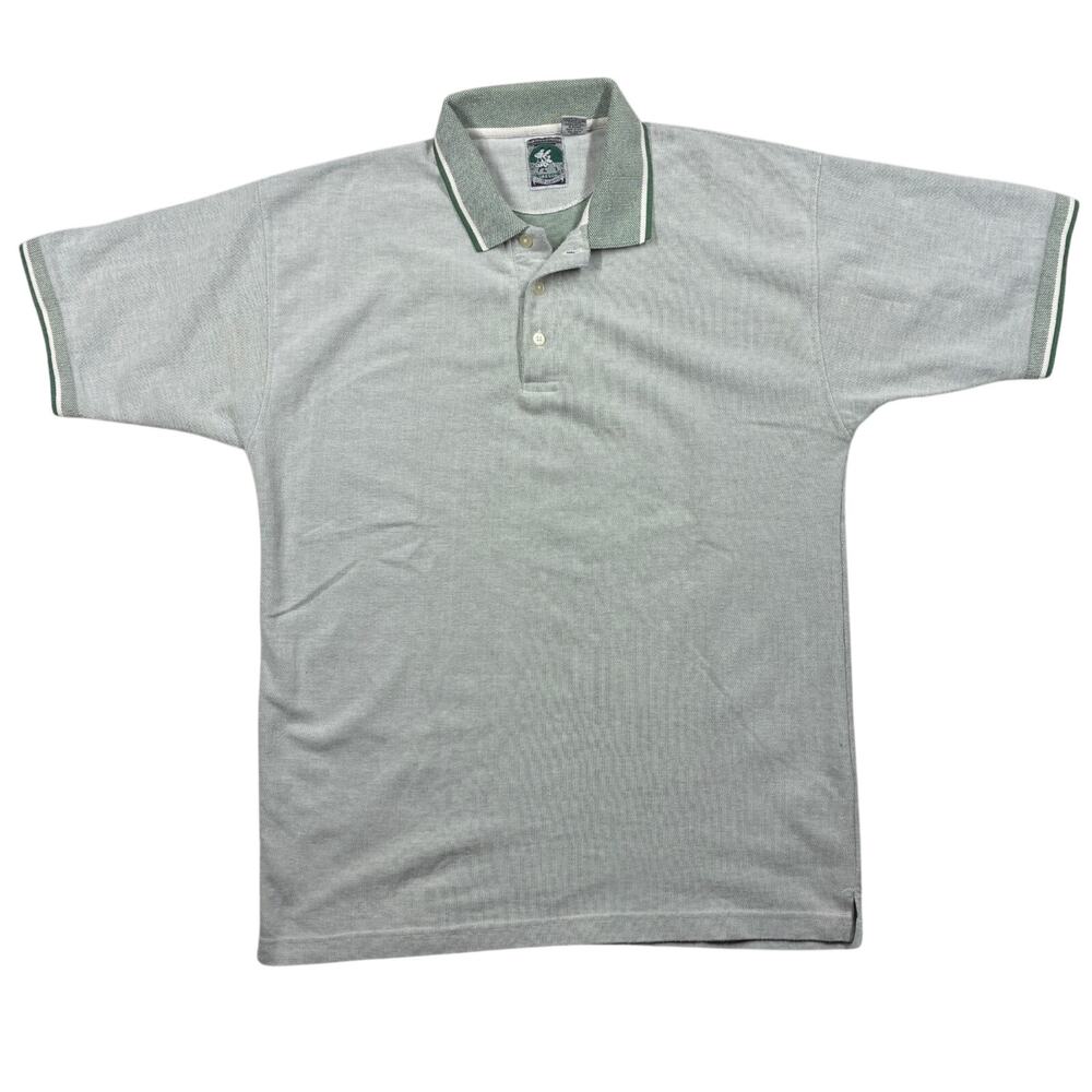 Vintage McIntosh & Seymour Polo Shirt Mens Large Green Rugby Soccer 90s Tipped